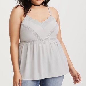 Grey Gauze Lace Inset Cami